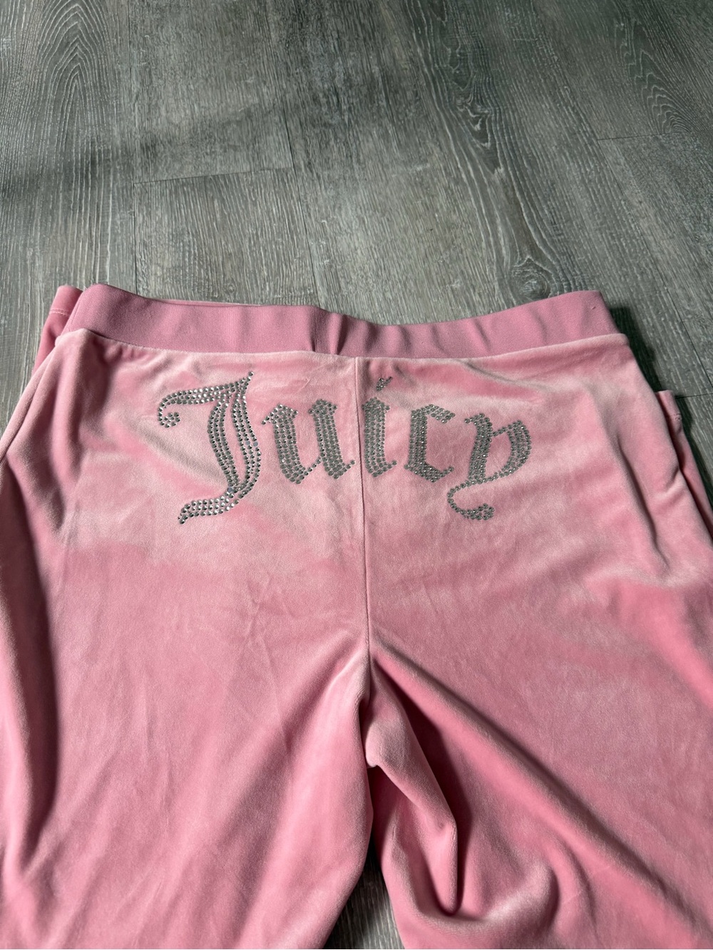 Juicy Couture Pink Velour Track pants with Rhinestone Juicy Logo
